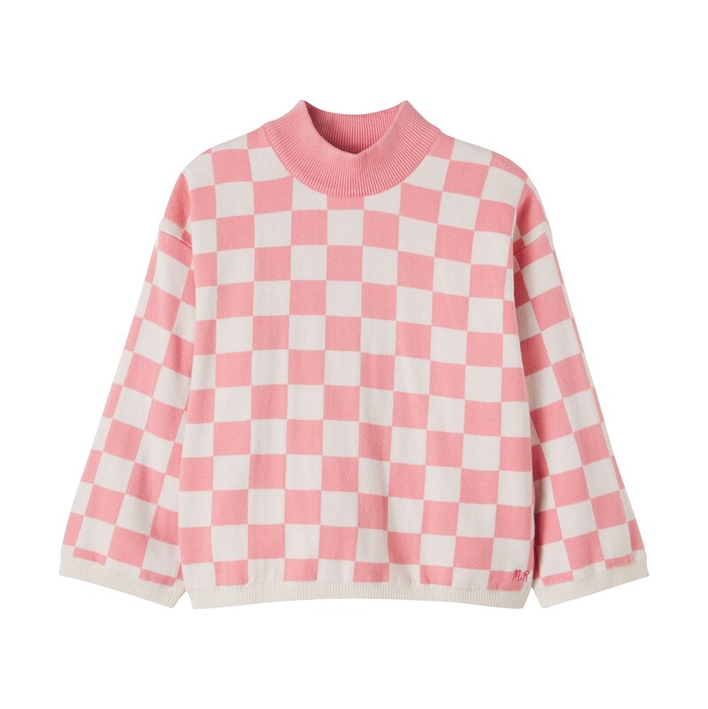 Mini Rodini Checked knitted cotton sweater