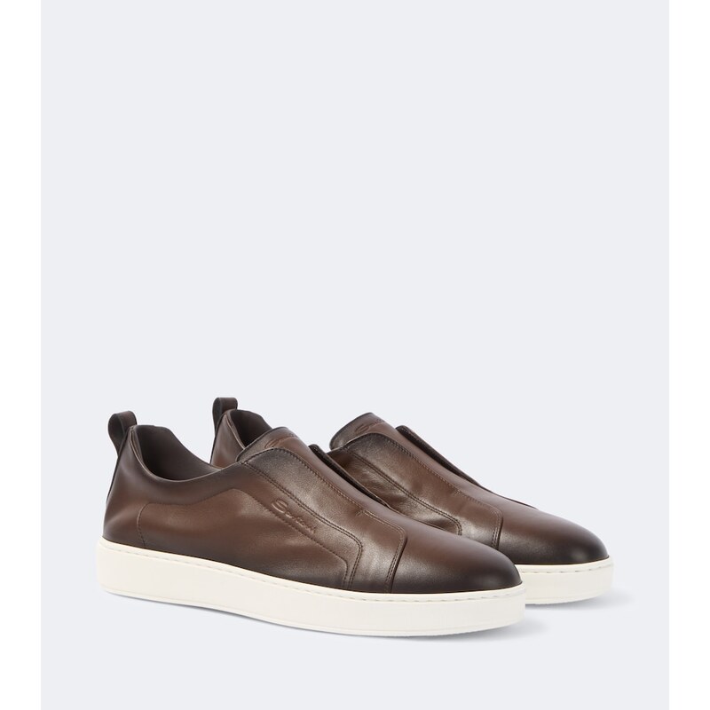 Santoni Victory leather slip-on sneakers
