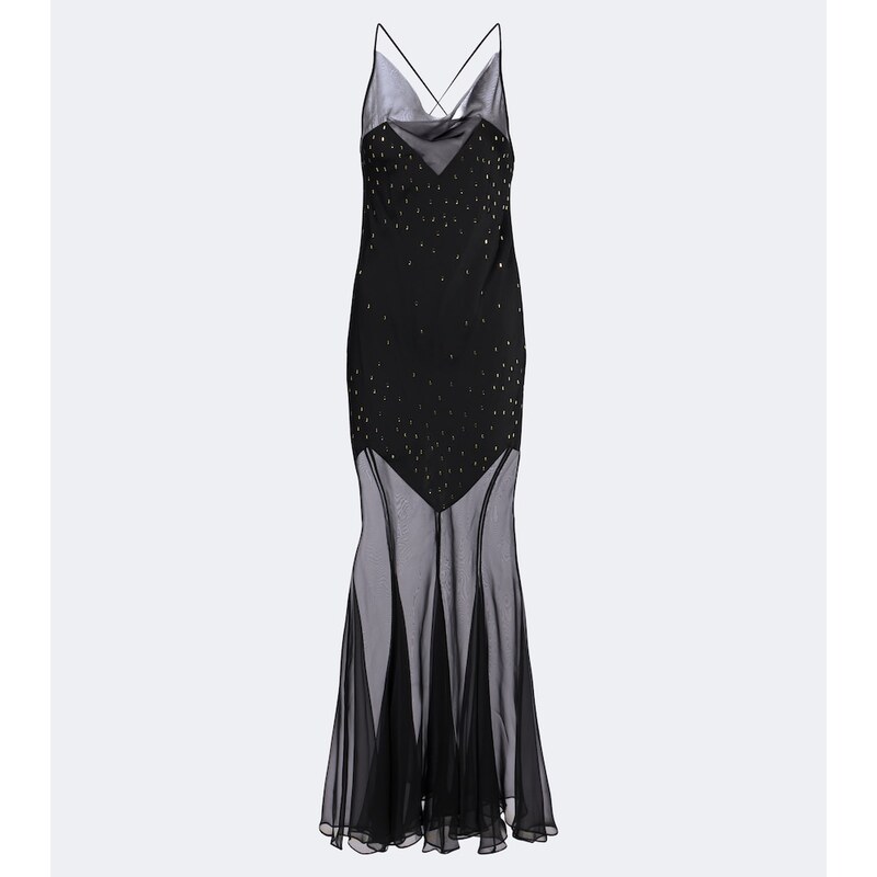 Rabanne Embellished chiffon maxi dress