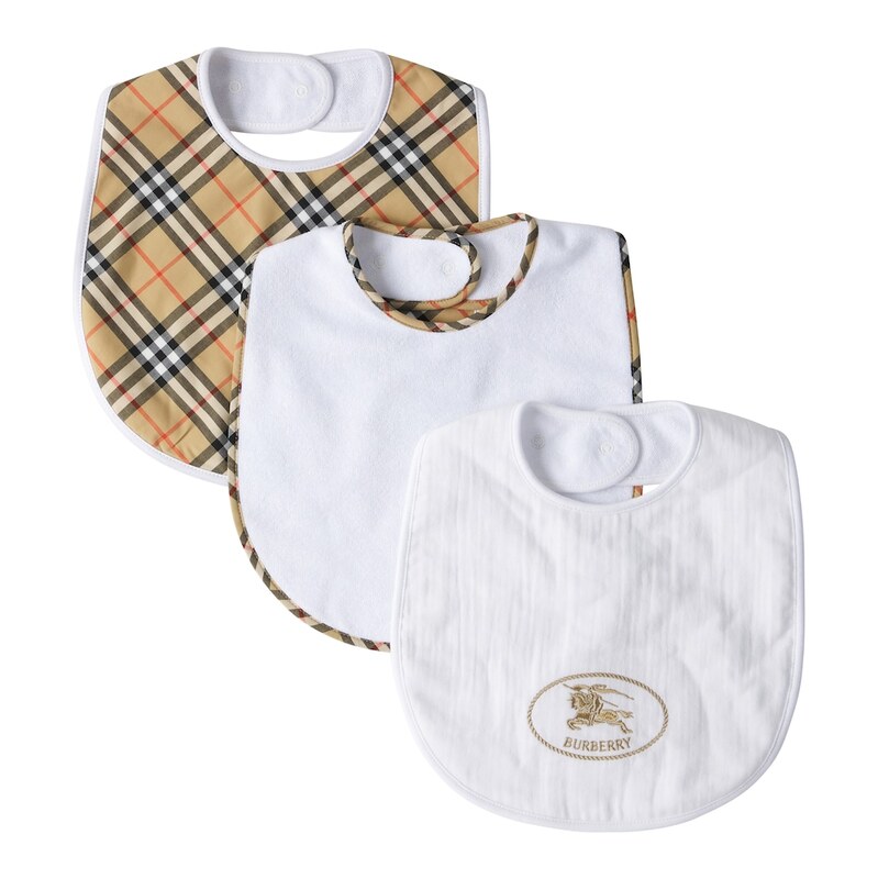 Burberry Kids Set of 3 cotton bibs