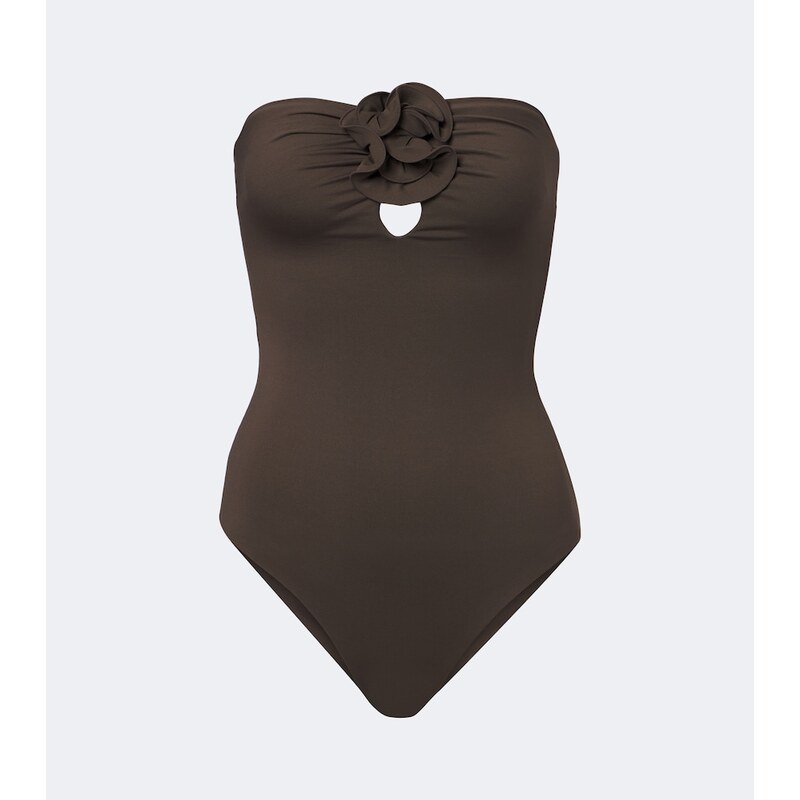 Magda Butrym Floral-appliquÃ gathered swimsuit