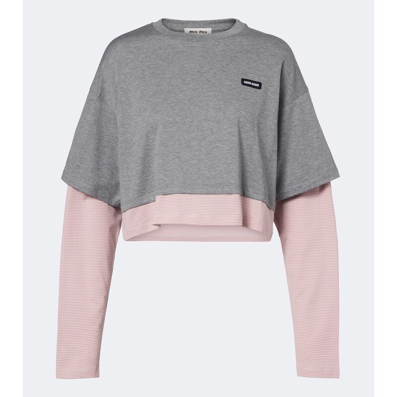 Miu Miu Layered cotton jersey T-shirt
