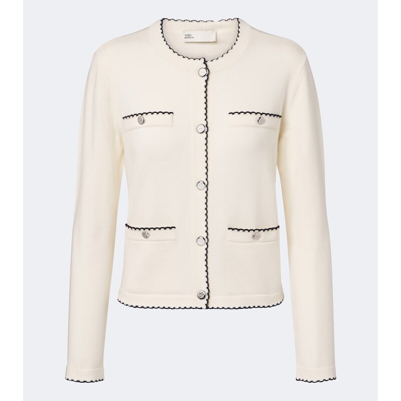 Tory Burch Kendra scalloped wool-blend cardigan