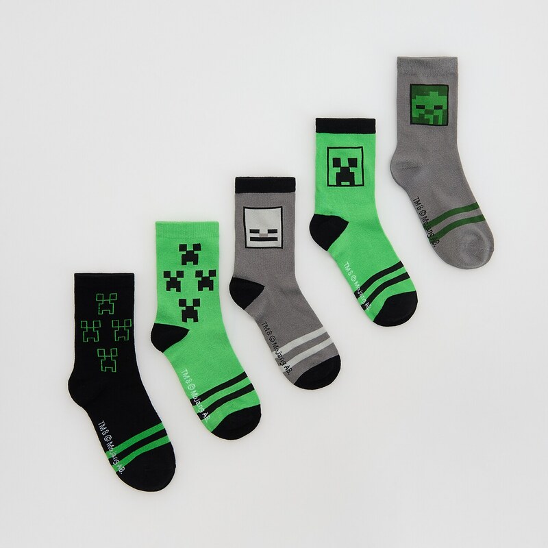 Reserved - Ponožky Minecraft 5 pack - tmavě zelená