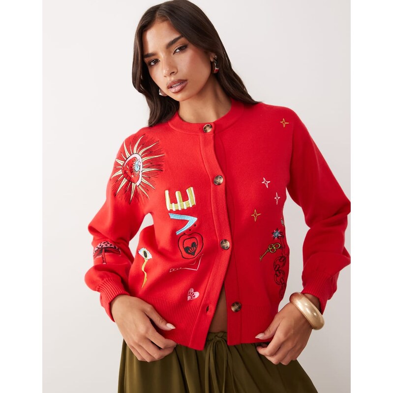 Never Fully Dressed long sleeve button down knit embroidered