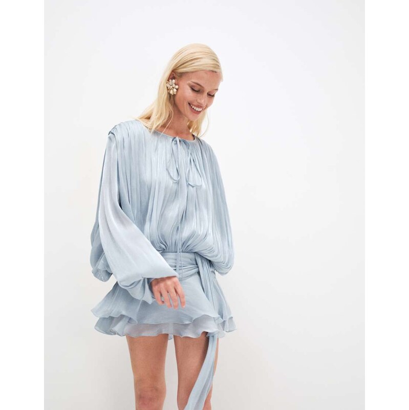 Lioness Elements high sheen chiffon drape detail balloon sleeve