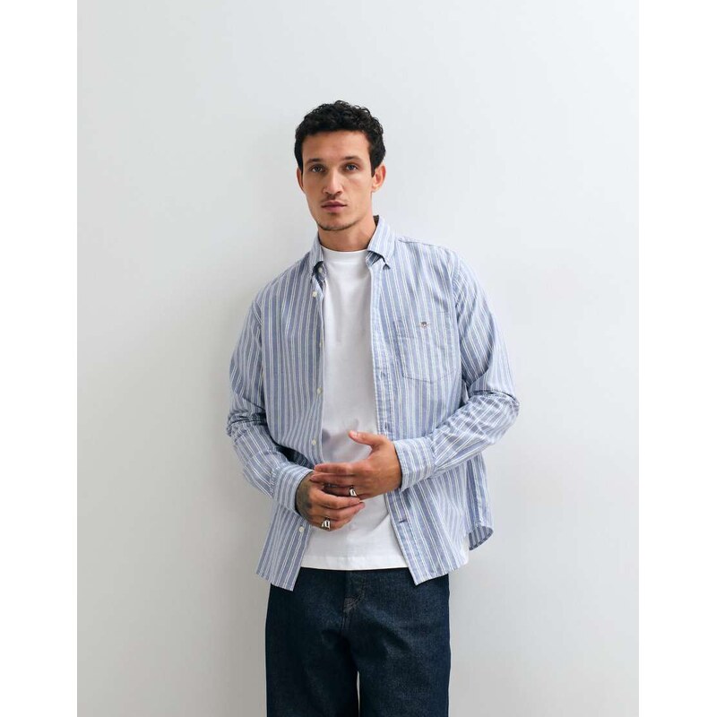 Gant regular fit classic oxford stripe shirt in blue