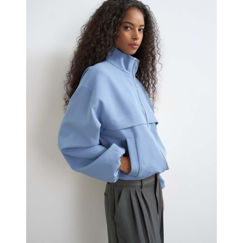 Topshop co ord funnel neck jacket in blue