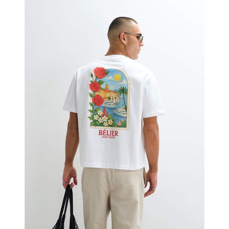 Belier location back print graphic t-shirt in white
