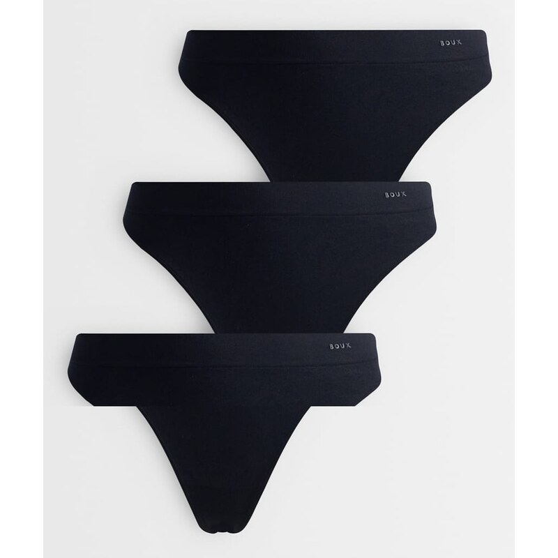 Boux Avenue 3 pack seam free high leg thongs in black