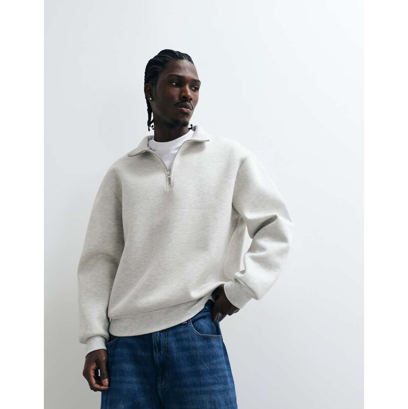 ASOS DESIGN oversized quarter zip sweatshirt in white