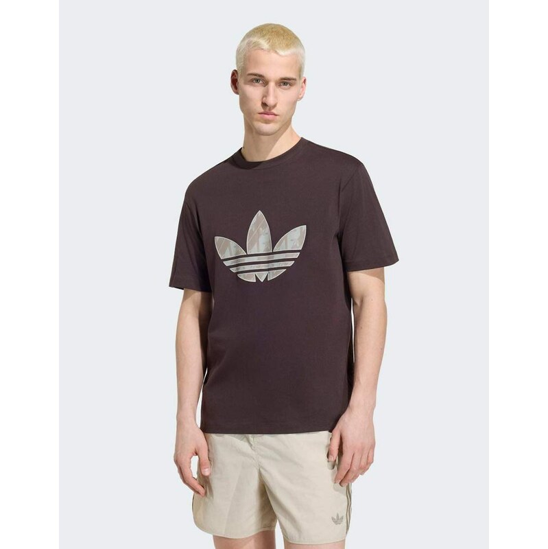 adidas Originals Monogram tee in aurora coffee-Brown