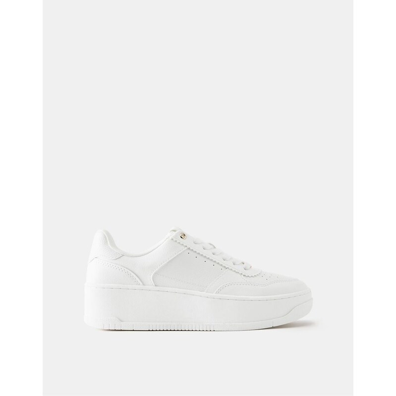 Pull&Bear Platform trainers with detail in white