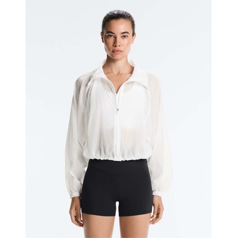 OYSHO Check track jacket in off-white