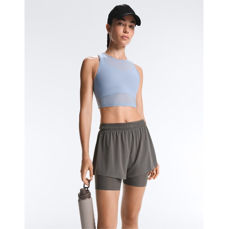 OYSHO Sheer compressive tank top in blue