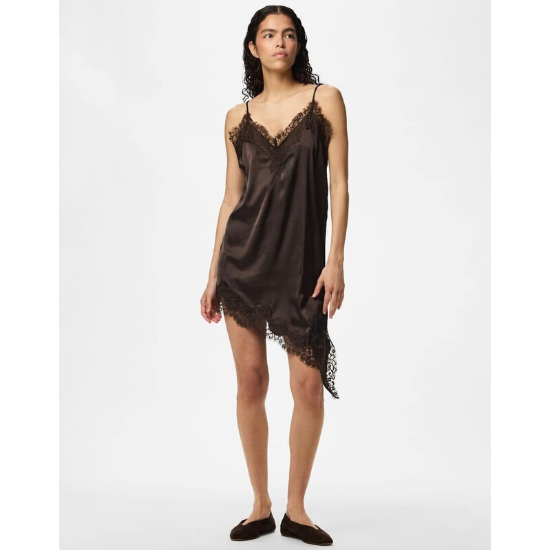 Pieces Mini dress in hot fudge1-Brown