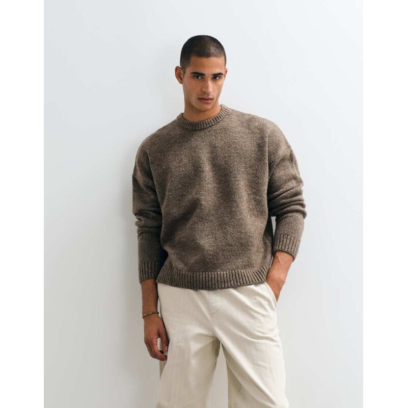 ASOS DESIGN super oversized knitted jumper in brown marl