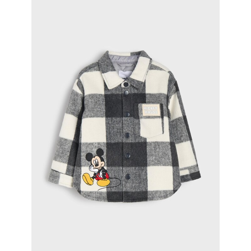 Sinsay - Kostkovaná košilová bunda Minnie Mouse - krémová