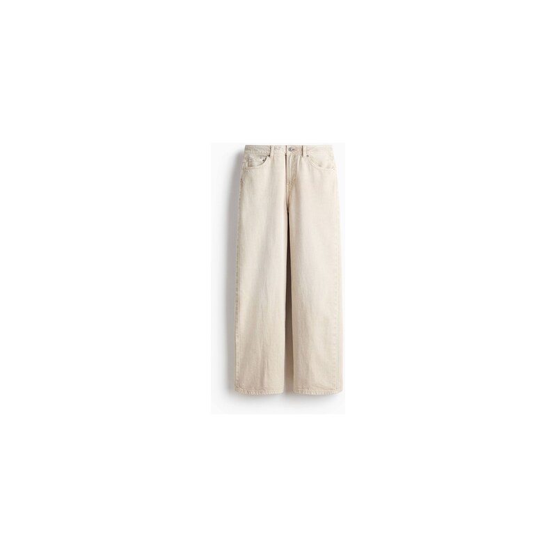 H&M - Baggy Regular Waist Jeans - Tlumená Krémová