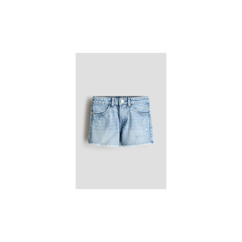 H&M - Frayed denim shorts - Světlý Denim Blue