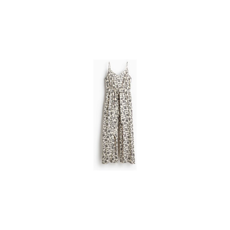 H&M - Overals vázacím páskem - Krémová/Květinový Vzor