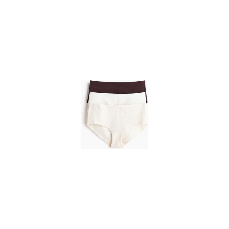 H&M - Neviditelné bavlněné kalhotky hipster 3 kusy - Tmavě Hnědá