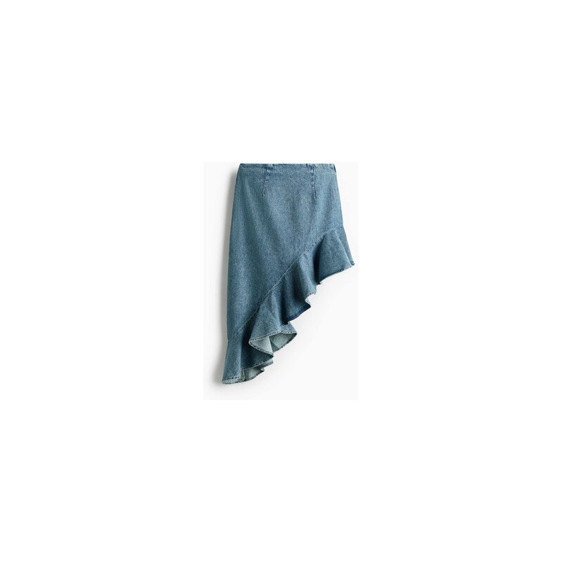 H&M - Asymetrická džínová sukně - Světlý Denim Blue