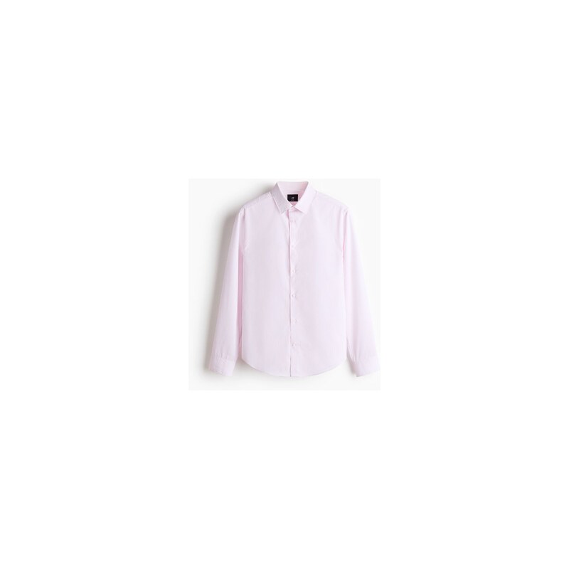 H&M - Košile Slim Fit Easy iron - Světle Růžová/Proužky