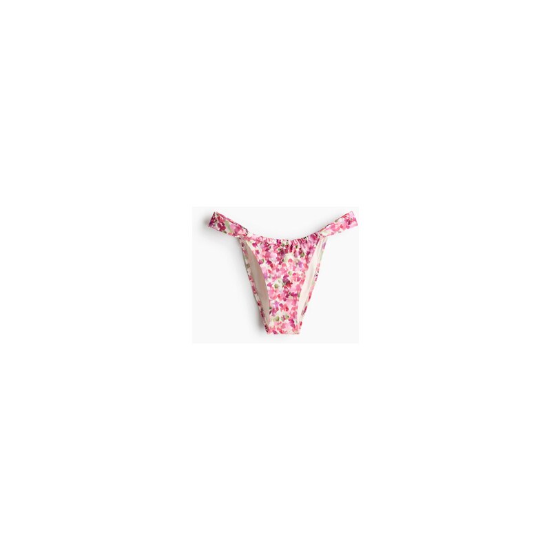 H&M - Bikinové kalhotky cheeky tanga - Růžová/Květy