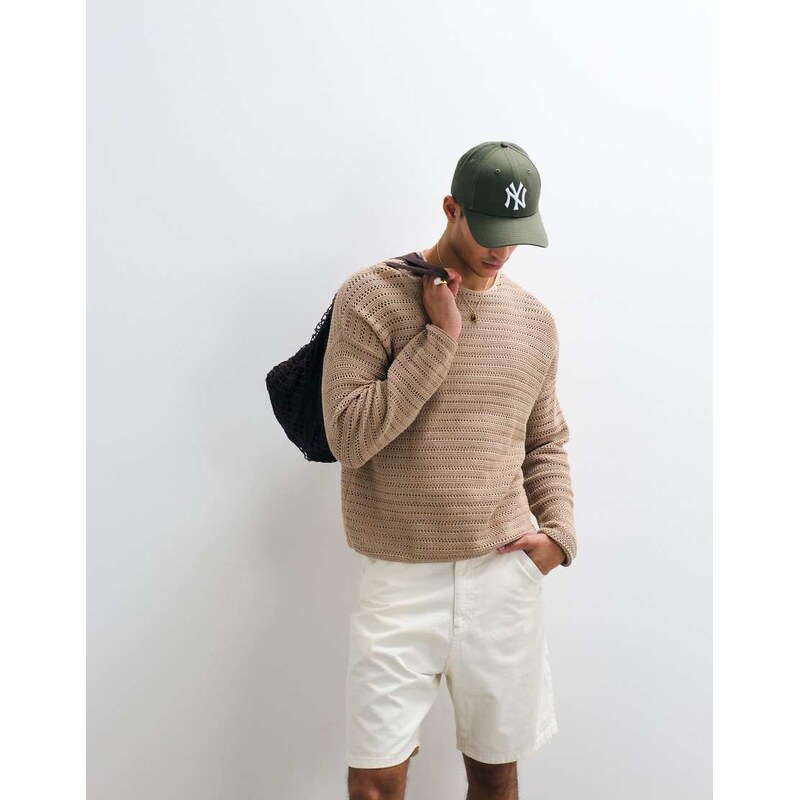 ASOS DESIGN oversized long sleeve knitted ribbed t-shirt in