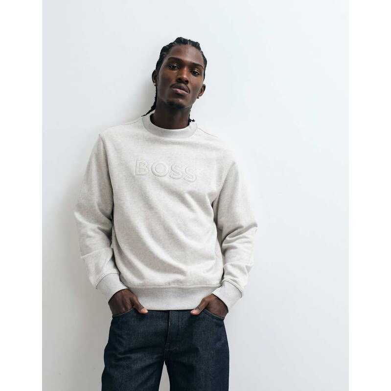 Boss Orange tonal chest print sweatshirt in grey
