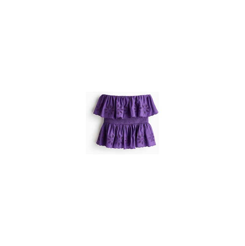 H&M - Volánkový top bez ramínek - Fialová