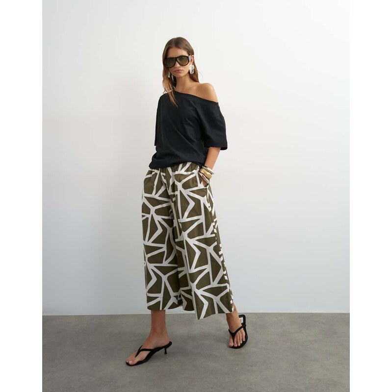 Topshop culotte in green abstract