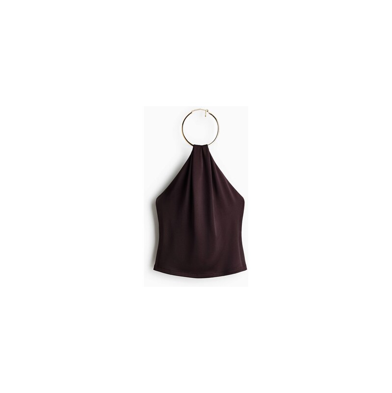 H&M - Top halternecks kovovým drátkem - Tmavě Hnědá