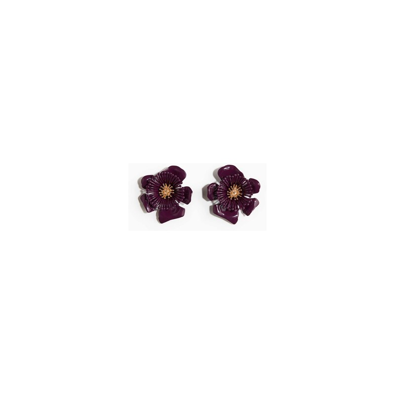 H&M - Flower-shaped statement earrings - Vínová