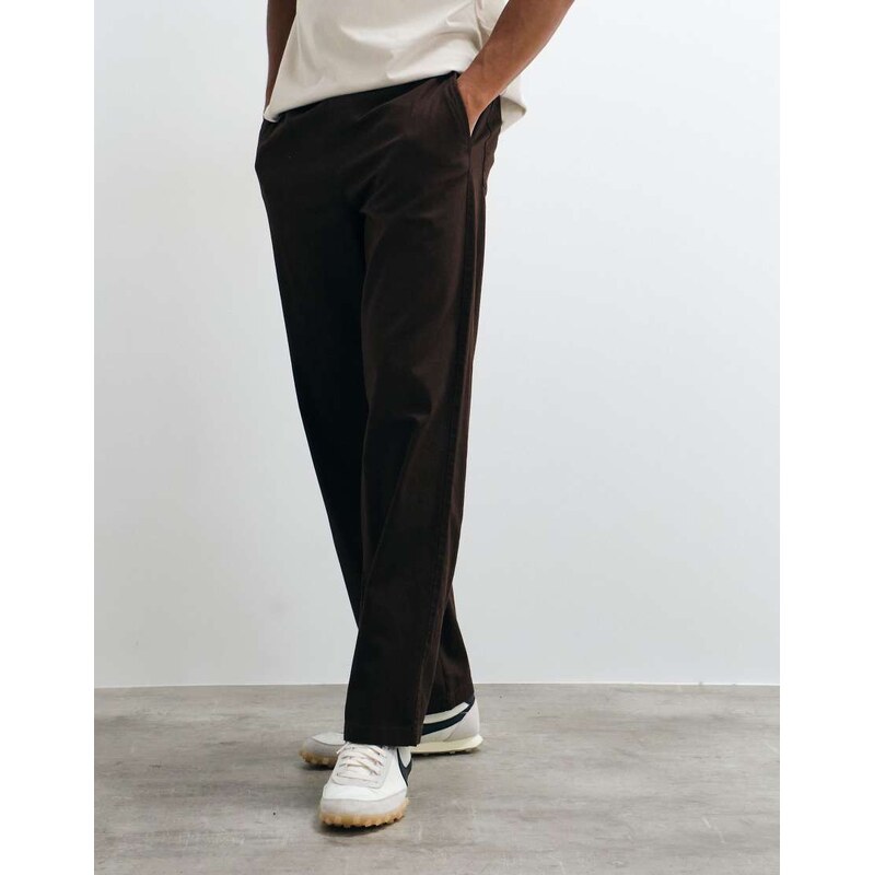 ONLY & SONS Fade loose fit cotton trouser in chocolate-Brown