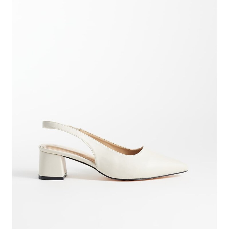 SEQWL Wide Fit Sorrento sling back low block heeled sandals in