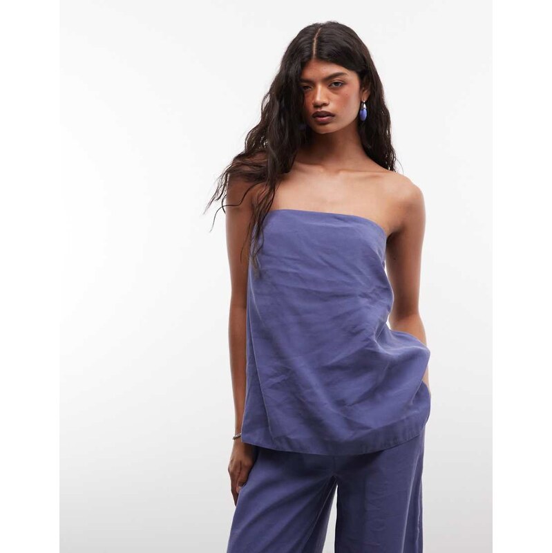 ASOS DESIGN longline bandeau co-ord in navy