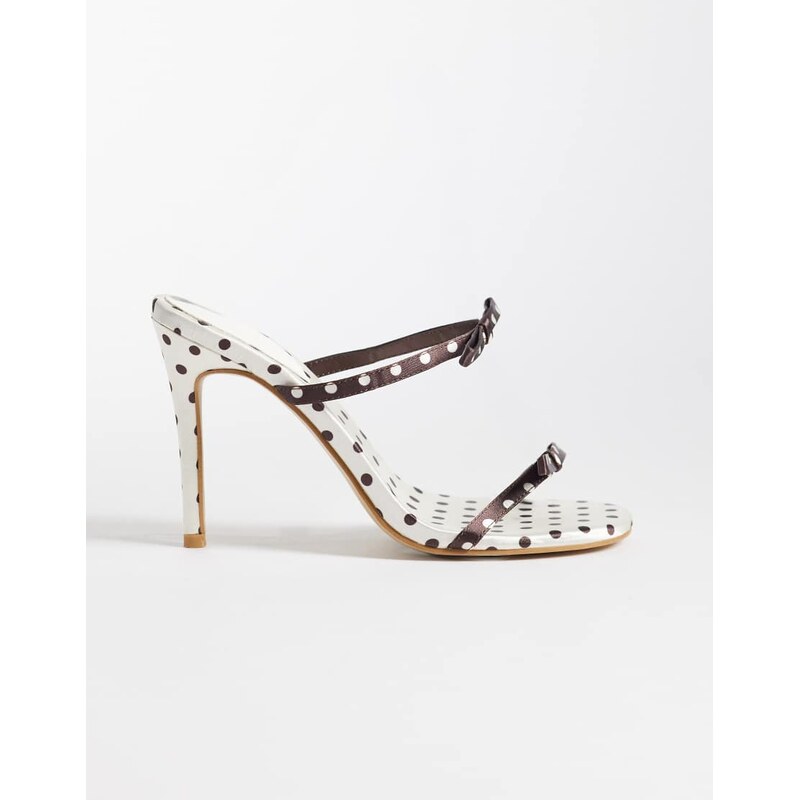 Kaiia exclusive contrast bow detail kitten heels in brown and