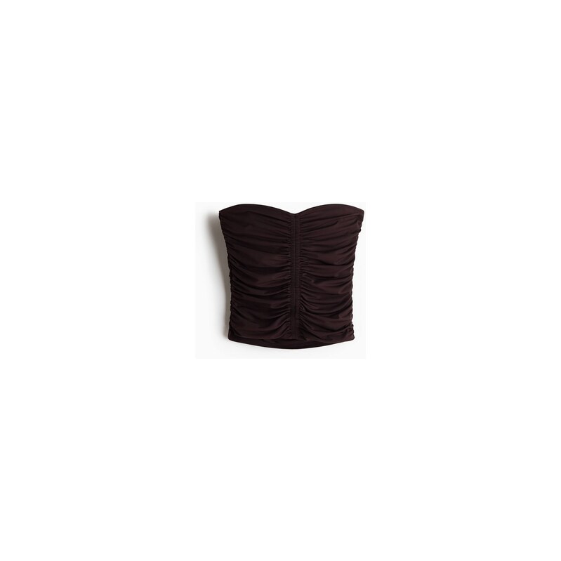 H&M - Žerzejový top bandeau - Tmavě Hnědá