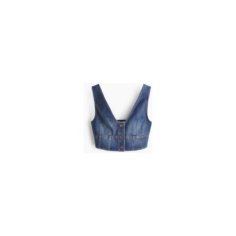 H&M - Džínový croptop - Denim Blue