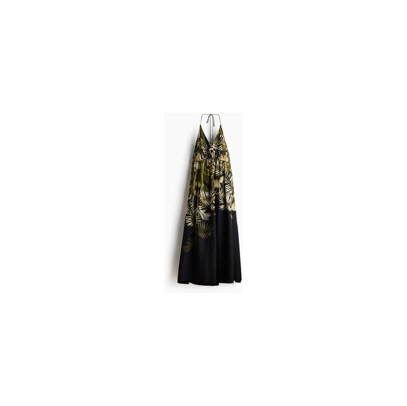 H&M - Šaty halternecks rozšířenou sukní - Černá/Vzor