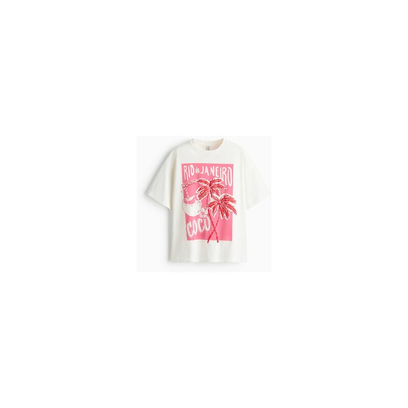 H&M - Oversized tričkos tištěným motivem - Bílá/Coco