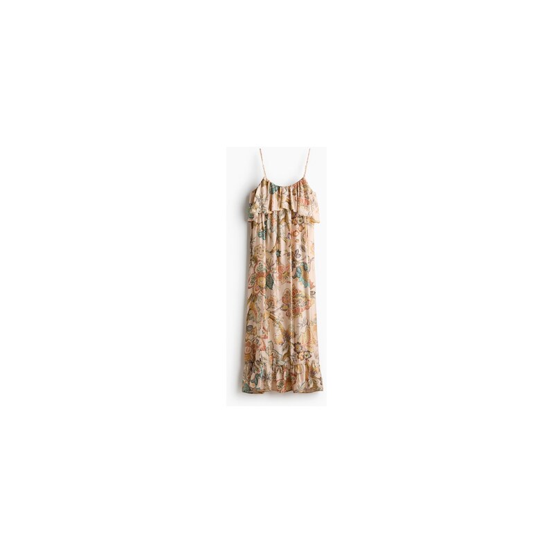H&M - Áčkové šatys volány - Béžová/Vzor
