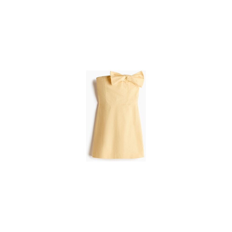 H&M - Šaty bandeaus mašlí - Světle Žlutá