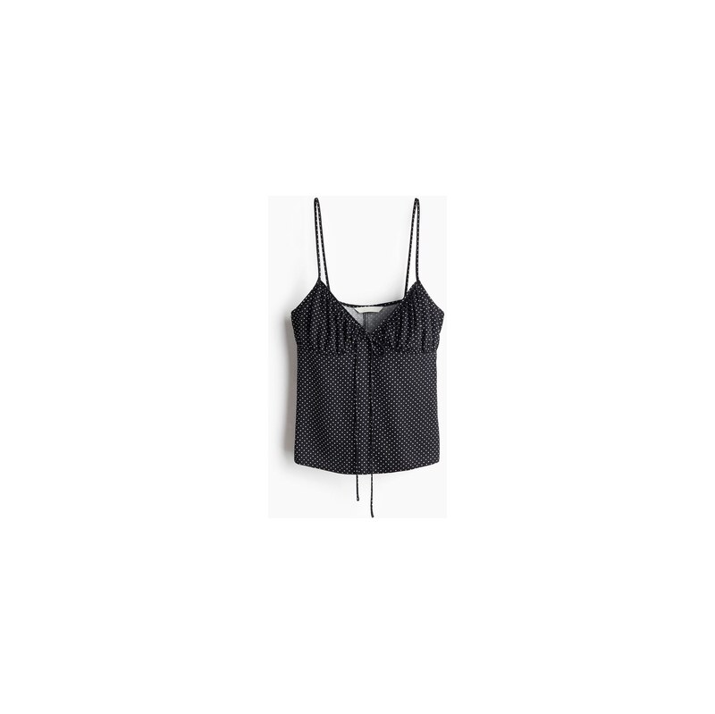 H&M - Viskózový top na ramínka - Černá/Puntíky