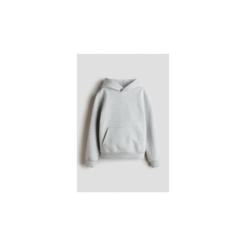 H&M - Mikinas kapucí a česaným rubem - Světle Šedý Melír