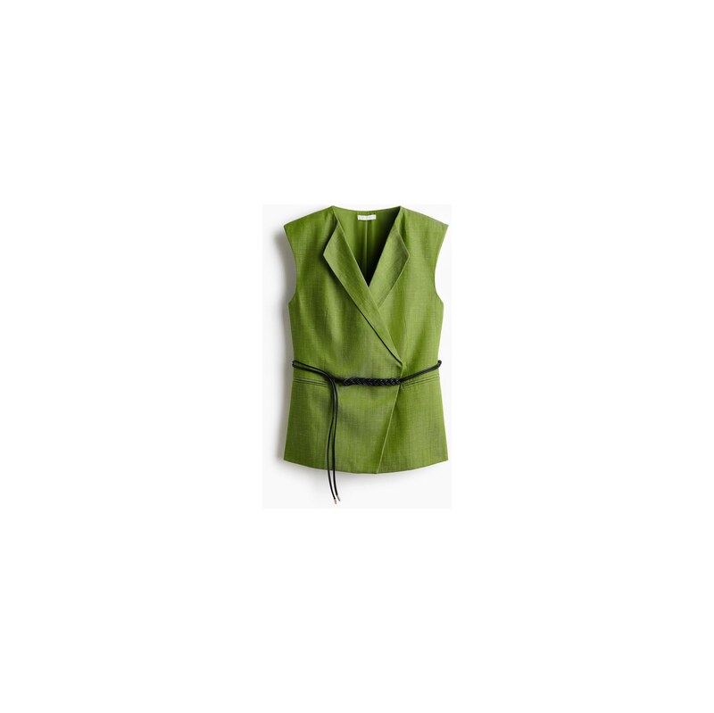 H&M - Vesta ze směsi lnus páskem - Zelená