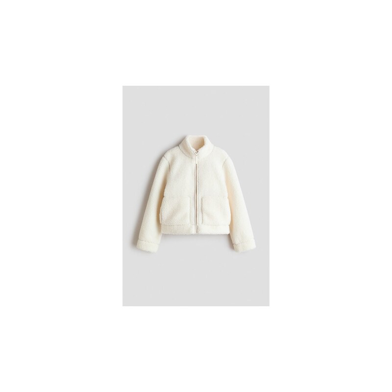 H&M - Plyšová bunda - Krémová