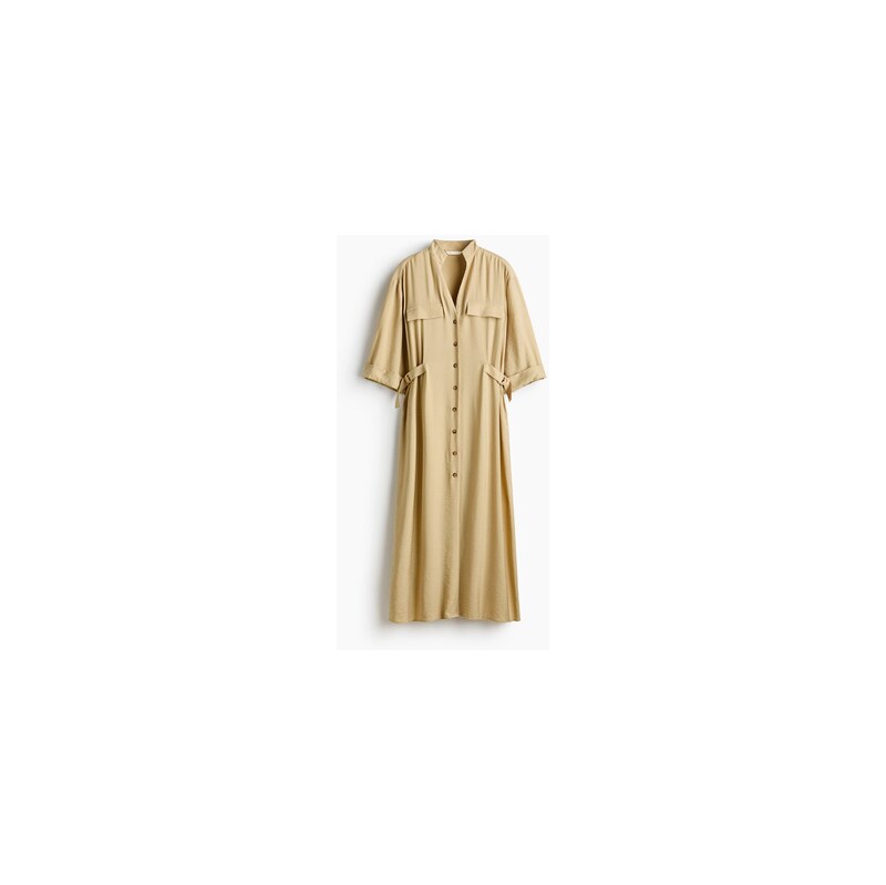 H&M - Vypasované košilové šaty - Béžová